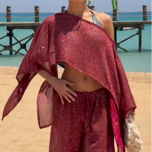 Off-the-shoulder Dress With A Wrap-style Bodice And Large Ruffled Hem