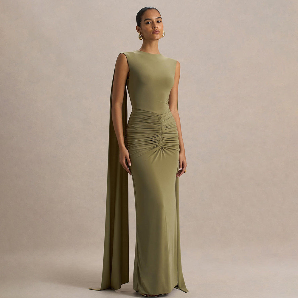 Sexy, Figure-hugging Backless Dress With Fluttering Ribbons