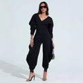 Sexy Long-sleeve Bodycon Jumpsuit With A Tight-fitting V-neck